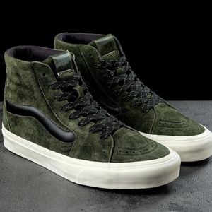 Vans Sk8-Hi XL Nubuck Olive Green Black Heiq Water Repellent Shoes MENS 7.5 WOME